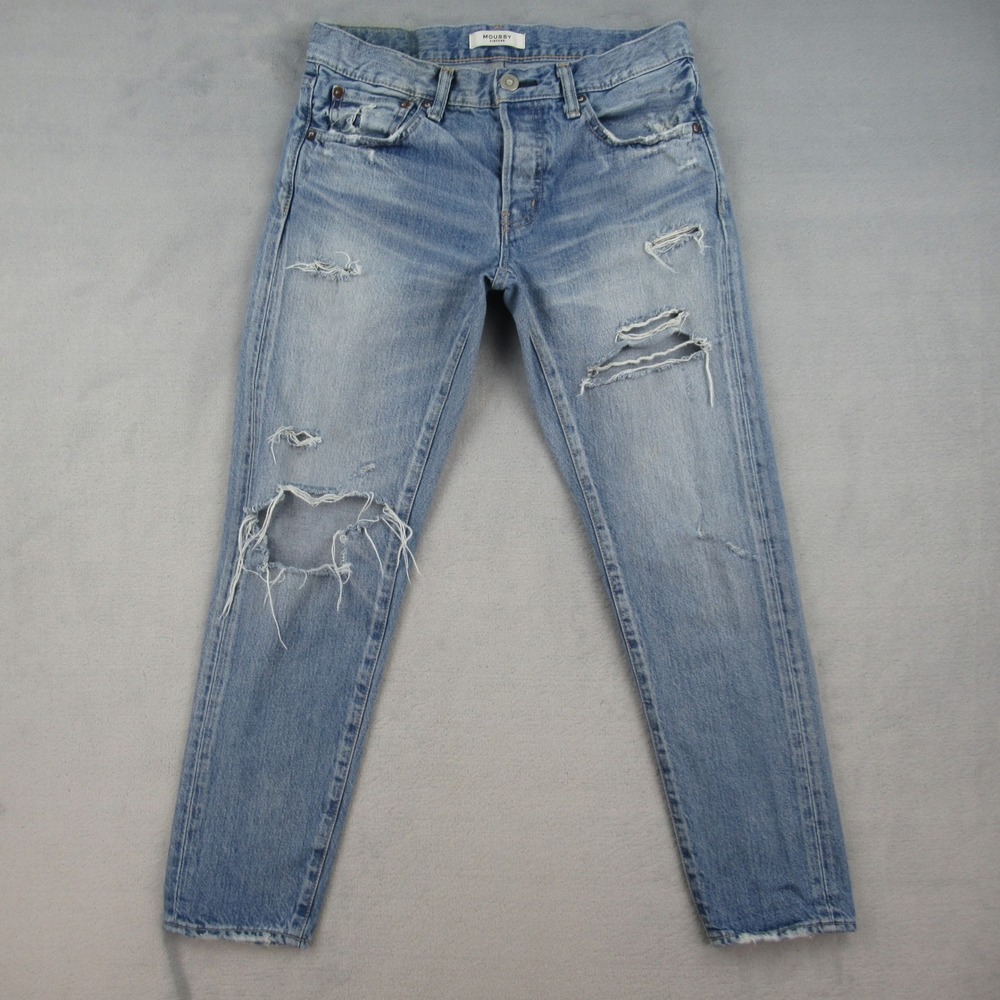 Moussy Vintage Jeans Women 27 Blue Distressed Straight Leg 025CAC11-1130